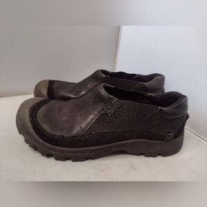 KEEN Mens Targhee Slip‑On Shoes 13 Black Leather Comfort Casual Outdoor Y